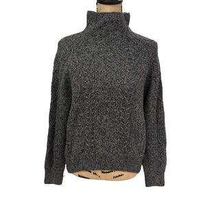 Vince Cable Knit Wool Cashmere Mock Neck Sweater Grey Size Small Fisherman
